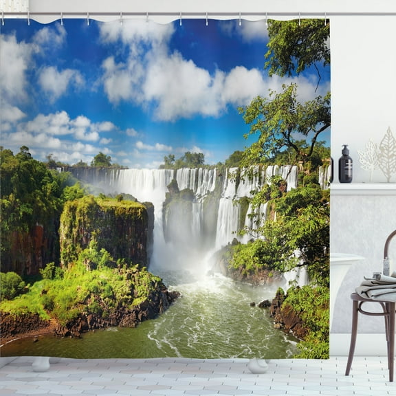 Ambesonne Landscape Shower Curtain, Agentinean Waterfall, 69"Wx84"L, Multicolor