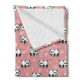 thumbnail image 2 of Panda Soft Flannel Fleece Throw Blanket, Monochrome Bear Bamboo Romantic Hearts Repeating Print, Cozy Plush for Indoor and Outdoor Use, 50" x 60", Pink Dark Seafoam, by Ambesonne, 2 of 5