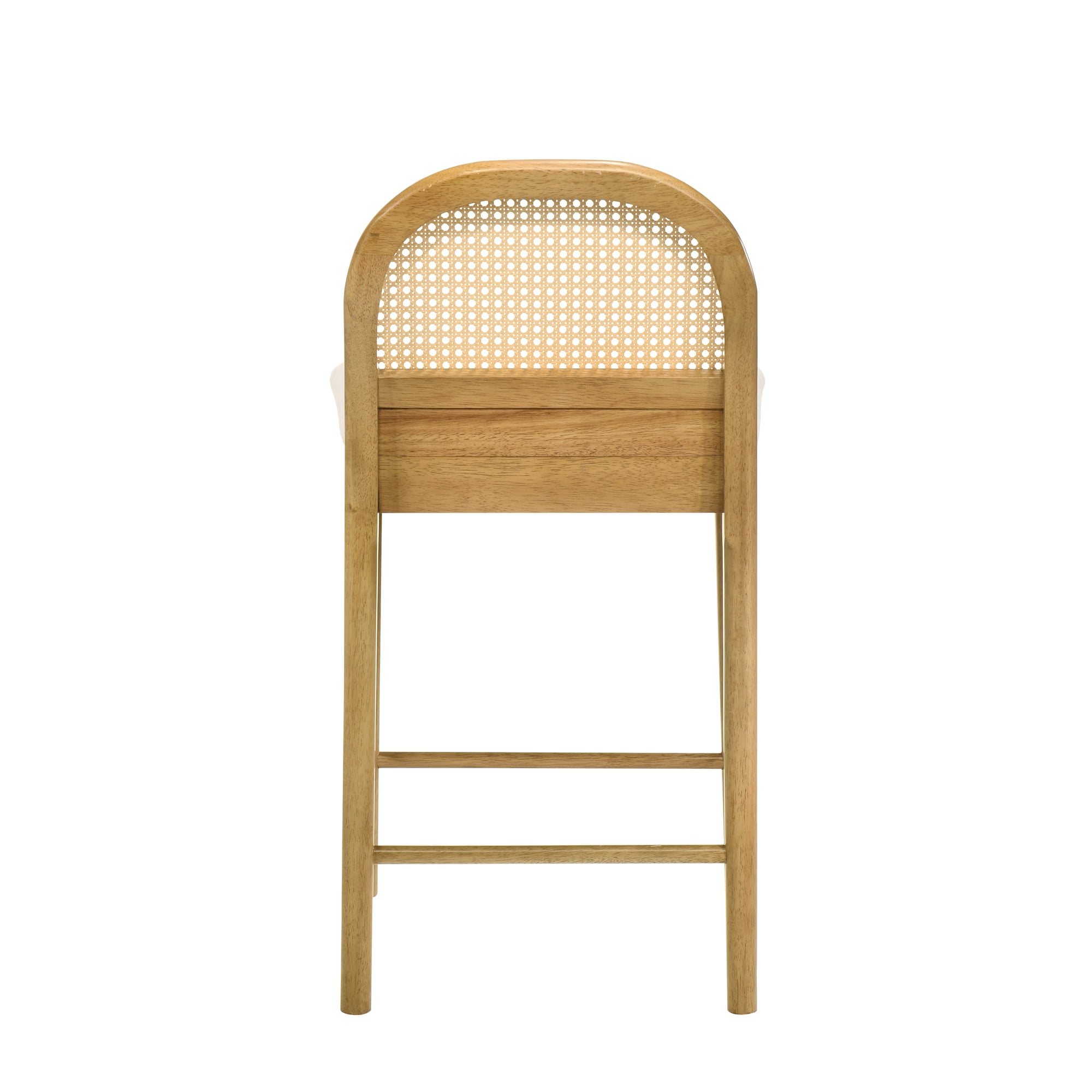 Lucio Modern Farmhouse Wood Counter Height Kitchen Bar Stool in Amber Glow Finish with White Boucle Fabric Upholstered Seat - Set of 2