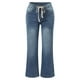 thumbnail image 4 of WILLBEST Pantalones Casuales para Mujer, de Pierna Ancha, Cintura Alta, Elásticos, Holgados, con Cordón, de Mezclilla para Uso Diario Cómodo. Chica, 4 of 4