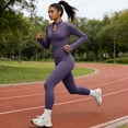 thumbnail image 7 of BODOAO Women's Workout Set, Long Sleeve Full Zip Jacket and High Waisted Leggings, Two Piece Athletic Tracksuit, Slim Fit Activewear for Yoga Gym Dark Purple S, 7 of 7