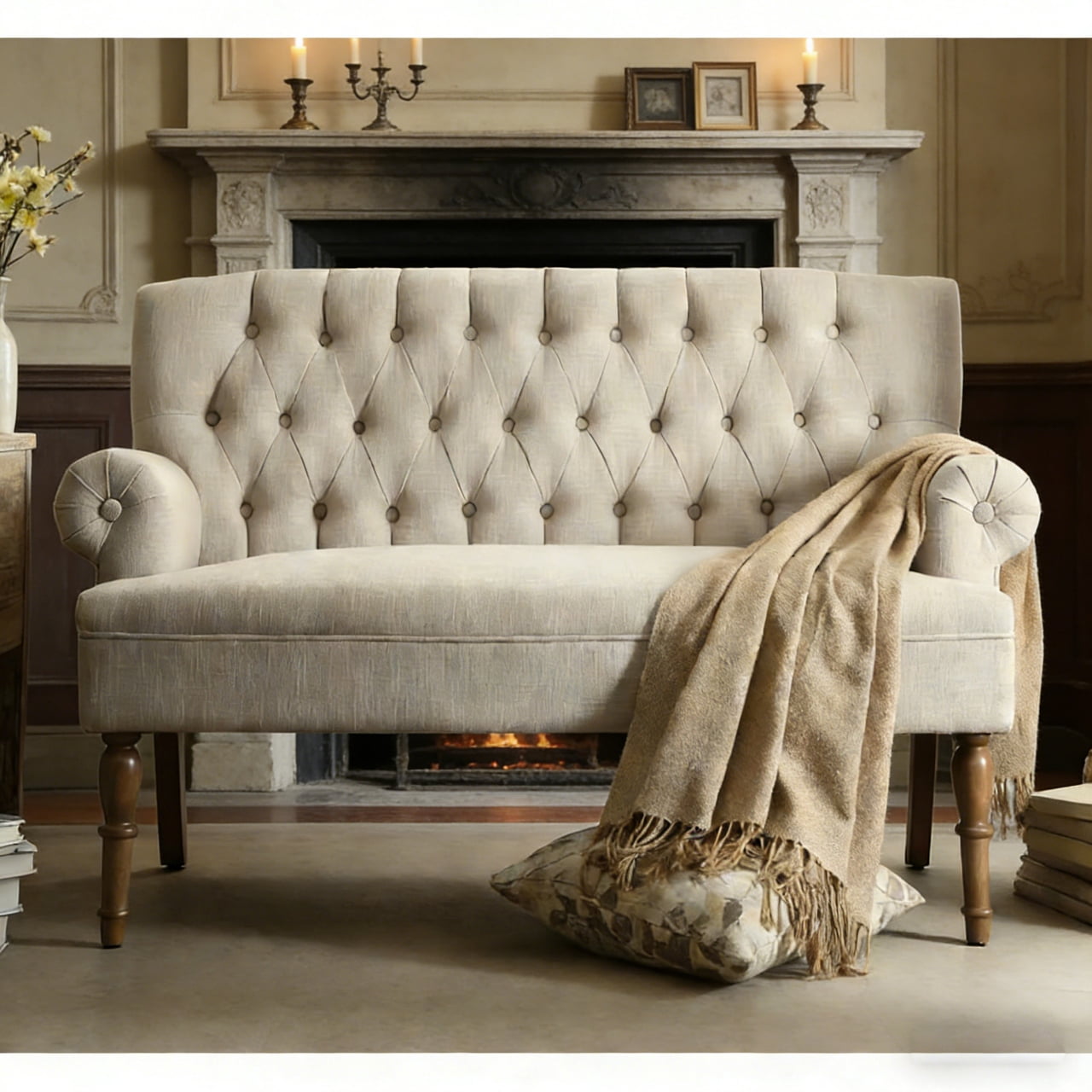 Shengchao Trade Loveseat Sofa for Living Room, Couch in a Box, Sofa para Sala, Love Seats Furniture, Long Couches, Settee, Textile Beige