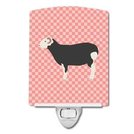 

Caroline s Treasures BB7970CNL Herwick Sheep Pink Check Ceramic Night Light 6x4x3 multicolor