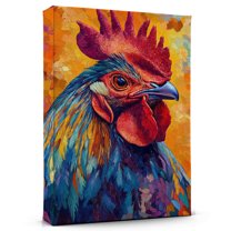 Chicken Dark Brahma Rooster Canvas Wall Art Animal Decor, Chicken Dark Brahma Rooster Canvas Prints Wild Animal Artwork for Living Room Bedroom Office 190HD210
