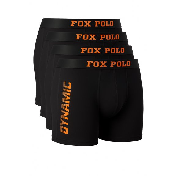 FOXPOLO Men’s Boxer Briefs 4-Pack Gift Set – Dynamic Print – Cotton Stretch Underwear – Comfortable Everyday Fit – Soft and Breathable | S - Black