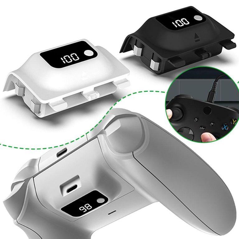 Xbox Series X/S Controller Battery Pack With Digital Display - 1400mAh Rechargeable, Fast Charging, White Edition