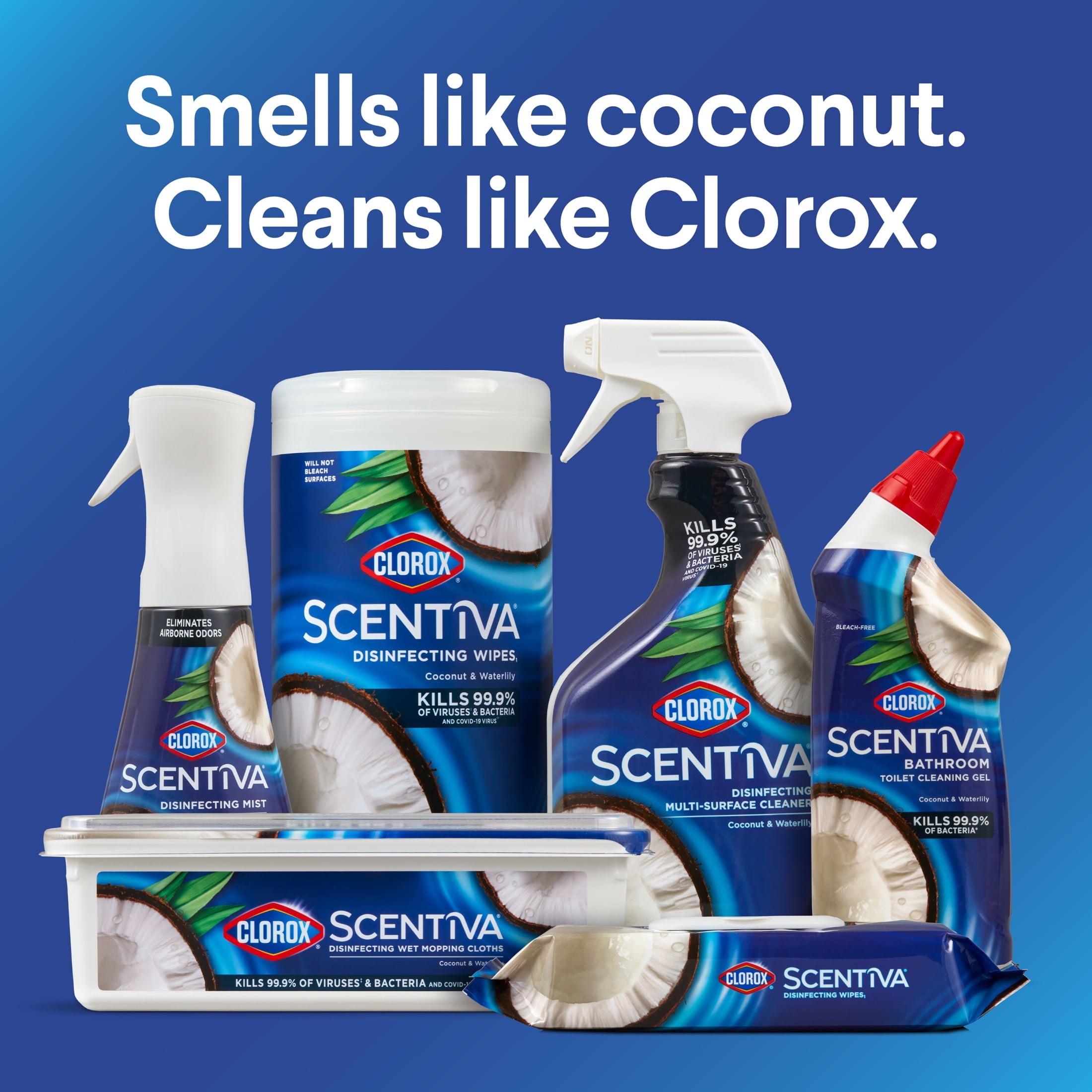 (3 pack) Clorox Scentiva Disinfecting Mist, Coconut and Waterlily, Refill, 16 Fluid Ounces