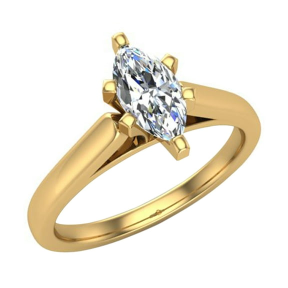 Marquise Cut Diamond Engagement Ring for women 2/3 carat 14K Gold 6 Prong Solitaire Setting (G,SI)