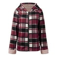 thumbnail image 5 of Womens Jackets Fall Lined Plaid Shacket Fashion Long Sleeve Zipper Flannel Hooded 2025 Trendy Outfits, 5 of 6