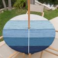thumbnail image 6 of Round Outdoor Tablecloth with Umbrella Hole and Zipper, Blue Ombre Fitted Table Cover with Elastic Edge for 31-35 Inch, Farmhouse Vintage Wooden Striped Waterproof Patio Tablecoths for Picnic, 6 of 9