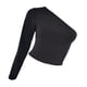 thumbnail image 3 of One Sleeve Top Women T-Shirt Long Sleeve - One Shoulder Casual Wear Black Size M 1Pack, 3 of 5