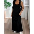 thumbnail image 5 of Women'S Two-Piece Sleeveless Square Neck Tank Maxi Dress with Built-in Crop Top Black XL, 5 of 9