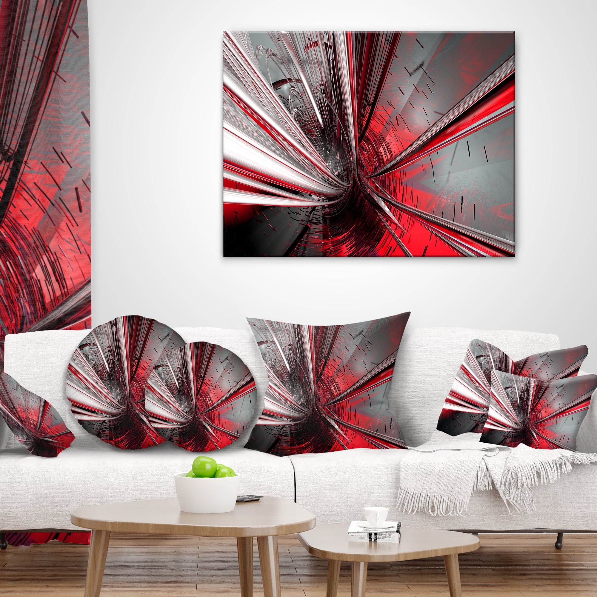 Designart Fractal 3D Deep into Middle - Contemporary Throw Pillow - 18x18