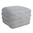 thumbnail image 6 of LR Home Small Fringe Striped Indoor Square Pouf, Light Gray, 18" x 18" x 14", 6 of 8