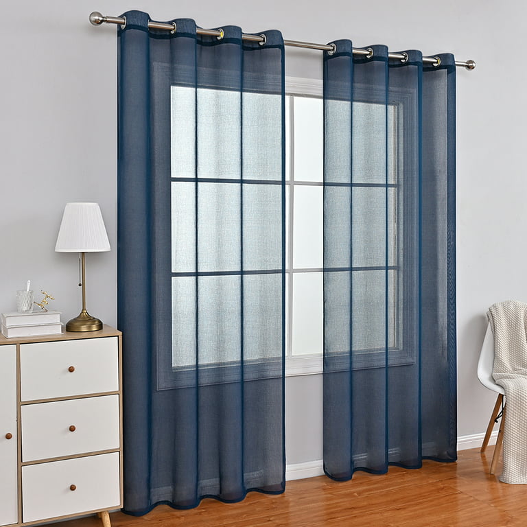 Goory Luxury Home Decor Curtains Soild Color Bedroom Grommet Ds Long Panel Room Window Curtain Navy Blue 2pc W 55 X H 102 Com