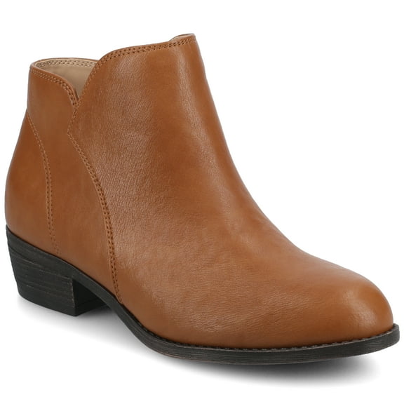 Journee Solarah Pull-on Almond Toe Block Heel Comfort Casual Ankle Bootie