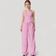 thumbnail image 2 of Women's Wide Leg Lounge Pants with Drawstring Waist and Relaxed Fit for All-Day Comfort - Medium, Pink, 2 of 7
