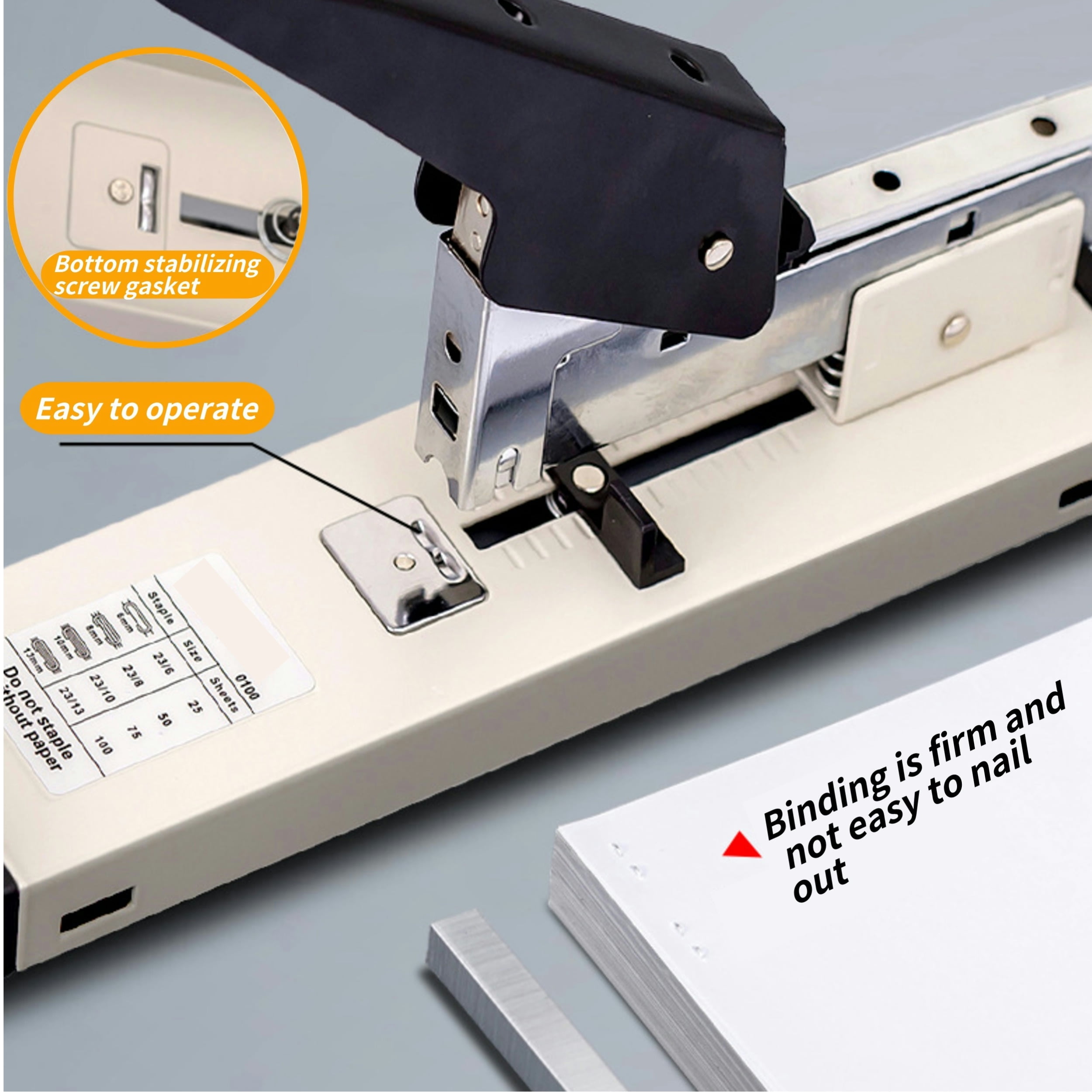 IAJXWI Heavy Duty Stapler, 100-Sheet Capacity, with 1000pcs Staples (23/13) for Office Home Use Paper Business