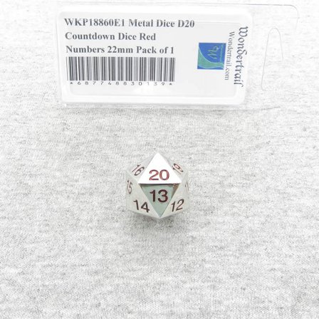 Metal Die D20 Countdown Die with Red Numbers 22mm (7/8in) Pack of 1 Wondertrail