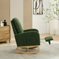 thumbnail image 5 of EBQOSK 25.4"W Rocking Chair for Nursery, High Back Glider Chair with Retractable Footrest, Side Pocket, Rocking Accent Armchair with Rubber Wood Legs for Living Room/Bedroom Green, 5 of 7