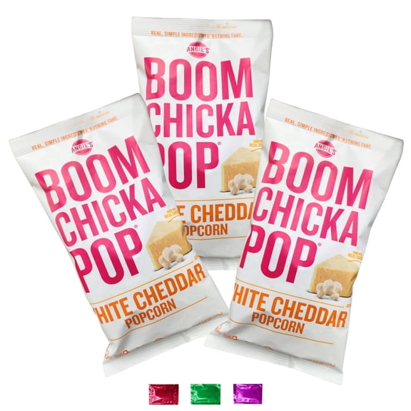 Boom Chicka Pop White Cheddar Popcorn Snacks, Ready to Eat Gluten-Free Boomchickapop Salty Cheesy Snack for Lunches Movie Nights On the Go, 1.5 Oz Pack of 3 w/ Snoep in Beperkte Oplage