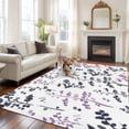 thumbnail image 2 of Area Rug for Living Room, Grey Purple Botanical Non-Slip Indoor Large Carpet for Bedroom/Dining Room, Watercolor Spring Floral Summer Leaf Washable Low-Profile Rectangle Floor Runner Rugs - 6 x 9 Ft, 2 of 8