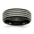 thumbnail image 1 of Bague à Bande Brossée/polie Ip Rayée de Titane de 8 Mm Noir 7 Dimensions, 1 of 6