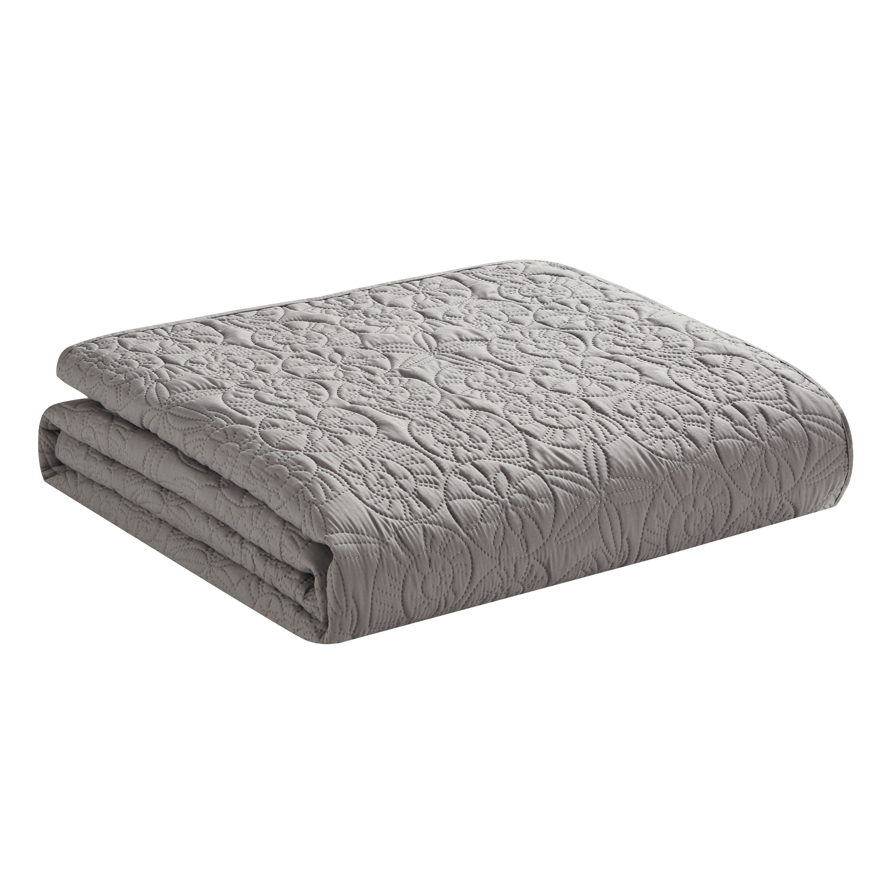VCNY Home Seashell Coastal 3-Piece Grey Textured Seashell Quilt Set, King, Adult, Unisex