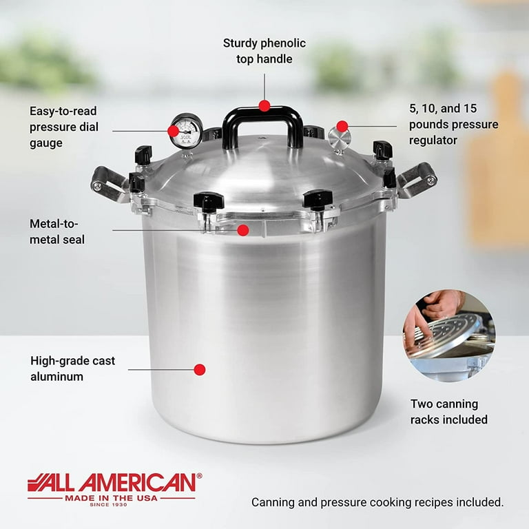 All American Pressure Cooker Canner for Home Stovetop Canning, USA Made for  Gas or Electric Stoves, 10.5 quarts