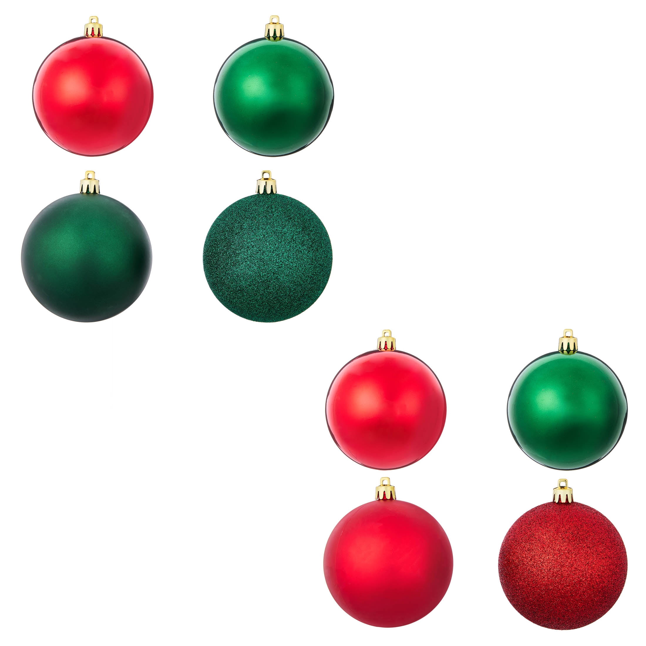 8-Count Red and Green Ball Shatterproof Christmas Ornaments, 4.5", by Holiday Time