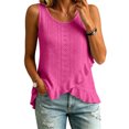 thumbnail image 3 of idosla Womens Tank Tops Sleeveless Eyelet Embroidery Scoop Neck Loose Fit Casual Summer Flowy (Hot Pink, 3XL), 3 of 8