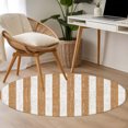 thumbnail image 3 of Brown Stripes 4FT Round Area Rugs Modern Abstract Linens Farmhouse Soft Small Round Rug Non-Slip, Ultra-Thin Indoor Circle Carpet for Bedroom Entryway Kitchen Bathroom, 3 of 9