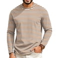 thumbnail image 2 of Mfakffe Men's Striped T-Shirt Long Sleeves Round Neck Basic | Spring Fall, Lightweight Fabric, Soft, Regular Fit, Casual Style, 2 of 5