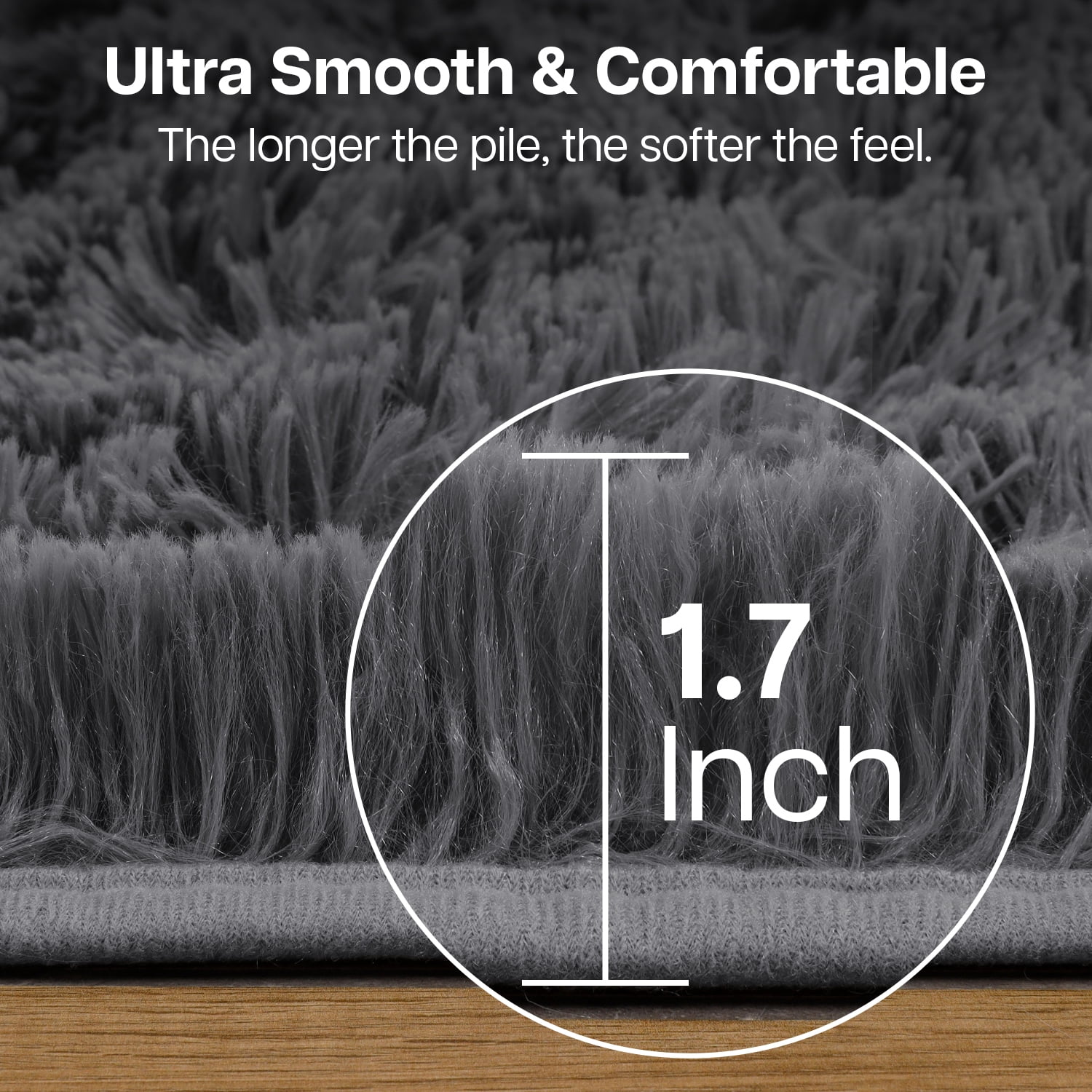 Moonlight20015 Area Rug 6x9ft non-slip Soft Fluffy Shaggy for Living Room Bedroom Décor Gray