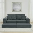 thumbnail image 3 of SEENYOO 79.5" Cloud Couch, Sofas for Living Room, Modular L-Shaped Sectional Sofa, Modern Upholstered with Removable Ottoman, Deep Seat Sleeper and Throw Pillows, No Assembly, Grey, 3 of 9