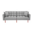 thumbnail image 2 of Convertible Futon Sofa Bed with 2 Pillows, Upholstered Sofa Sleeper with Adjustable Positions, Living Room Sofa Bed Couch with 5 Solid Wood Legs, Twin Size Sofa for Home Office, Light Grey, 2 of 7