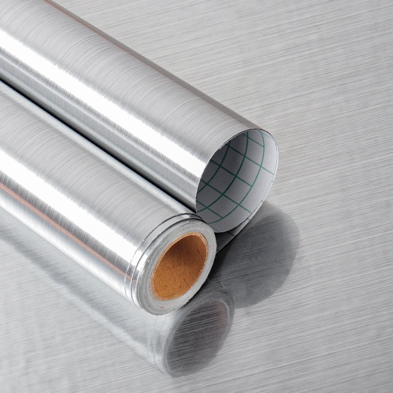 Yenhome Silver Wallpaper 24" x 120" Stainless Steel Wallpaper Waterproof Appliance Wrap for Refrigerator Dishwasher Shelf Liner Adhesive Decorative Brushed Nickel Contact Paper Kitchen Cabinet Cover