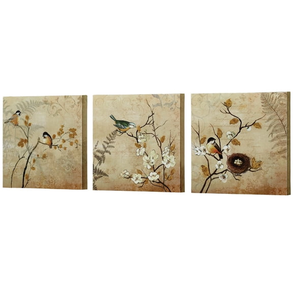 Kiss of Nature Canvas Wall Art Beige Set of Three Beige Set of 3