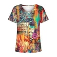 thumbnail image 4 of Hauts d'Été Grande Taille pour Femmes Blouse Imprimée Décontractée d'Été T-Shirts à Manches Courtes Col en V pour Femmes en Solde, 4 of 5