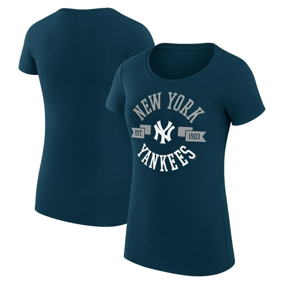Women's G-III 4Her by Carl Banks Navy New York Yankees City Graphic Fitted T-Shirt
