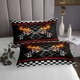 thumbnail image 3 of Erosebridal Checkered Flag Bedspread Sets King Size, Racing Car Coverlet Set King, Square Geometry Bed Quilt, Microfiber Room Decor, 3-Piece, 3 of 5