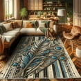 thumbnail image 2 of Ambesonne Bohemian Decorative Rug Carpet, Bold Boho Feather Tribal, 2' 2" x 3' 7", Azure Blue Beige Tan, 2 of 5
