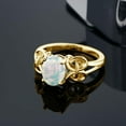 thumbnail image 3 of Gem Stone King 0.60 Ct Oval Cabochon White Simulated Opal 18K Yellow Gold Plated Silver Ring, 3 of 5