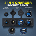 thumbnail image 2 of 4 in 1 12V USB Panel+LED Voltmete &Dual USB Charger Socket Power& Lighter Socket & Toogle Switch Panel Blue, 2 of 4