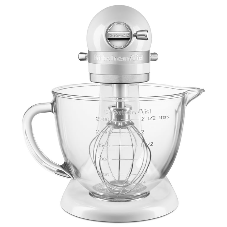 KitchenAid 6 Quart Stand Mixer: Design Series Glass Bowl - Sugar Pearl  Silver