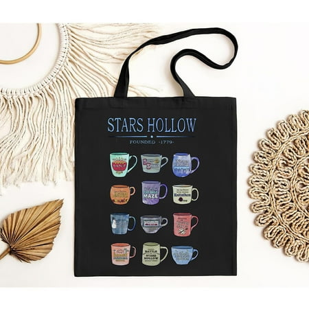 vintage Short Sleeves Mugs Of Stars Hollow Annual Events Gilmore Girls Tote Bag for Men and Women  up to -TH39305