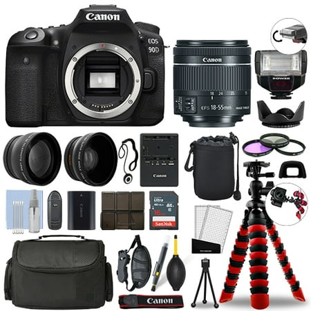 Canon EOS 90D DSLR Camera with 18-55mm STM+ 16GB 3 Lens Ultimate Accessory Kit