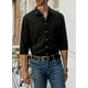 thumbnail image 2 of Camisa de lino para hombre, camisas de manga larga, camisas con botones, camisas casuales, 2 of 6