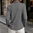 thumbnail image 4 of yeiolnoer Tops for Women Loose Fit Long Sleeve Casual Shirts Quarter Zip Lapel T Shirt for Athletic Workout(Gray,Medium), 4 of 6