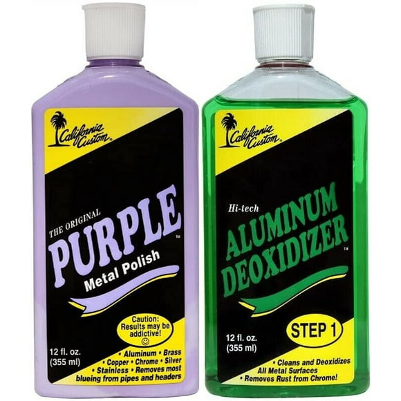 CALIFORNIA CUSTOM – Purple Metal Polish & Aluminum Deoxidizer Kit, No Silicone, Body Shop Safe, Great for Aluminum, Brass, Copper, Chrome, Silver, Stainless and Gold